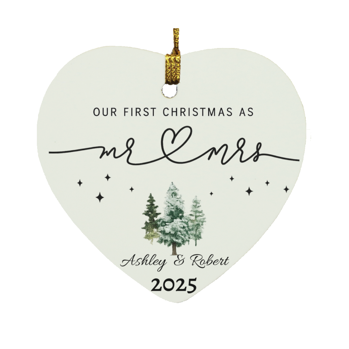 Personalized Mr & Mrs First Christmas Ornament -Wedding Gift Keepsake