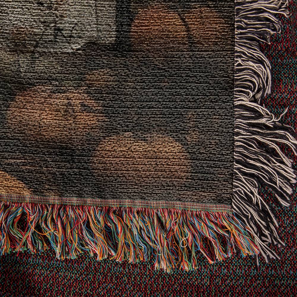 Ghost & Black Cat Halloween Woven Throw Blanket