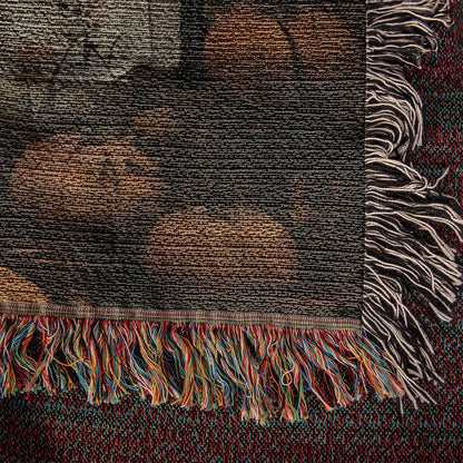 Ghost & Black Cat Halloween Woven Throw Blanket