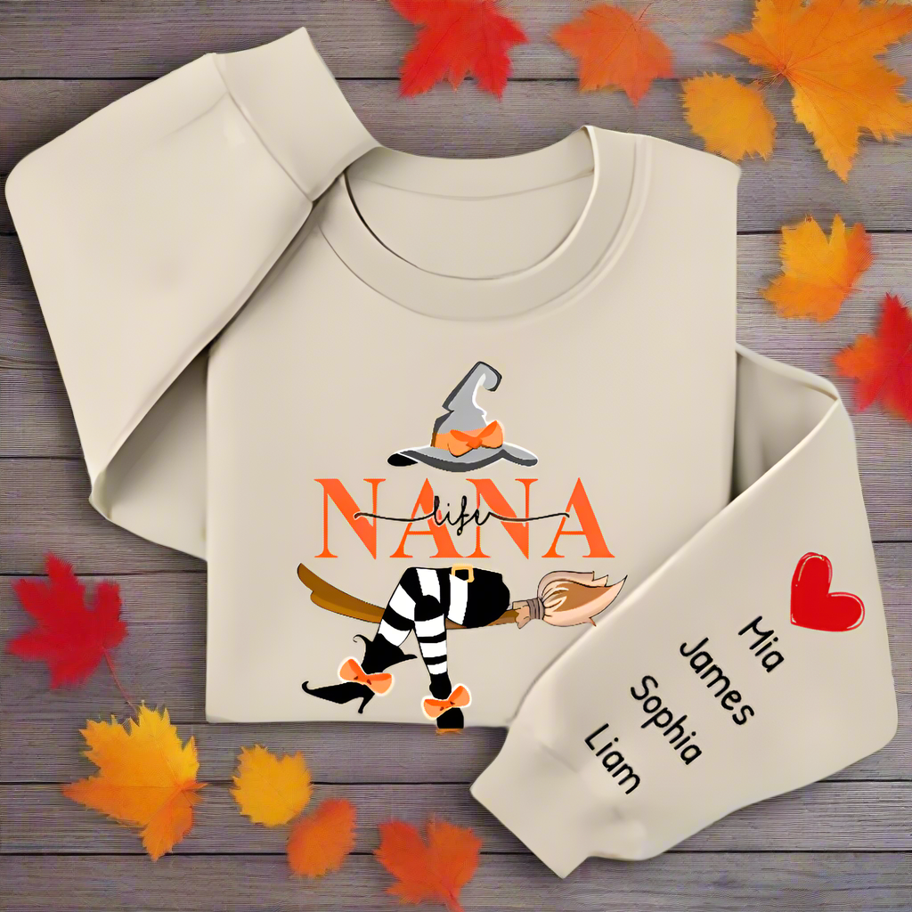 Personalized Nana Witch Sweatshirt – Custom Halloween Gift for Grandma