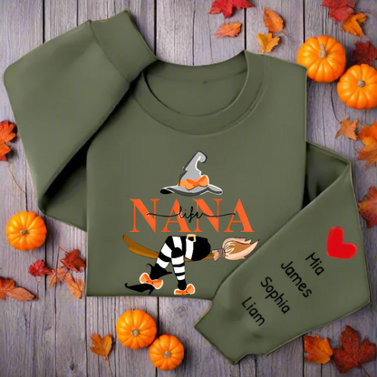 Personalized Nana Witch Sweatshirt – Custom Halloween Gift for Grandma