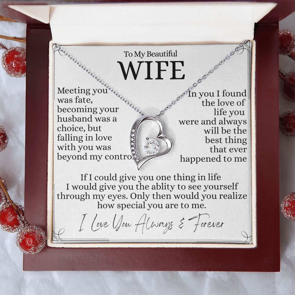 To My Beautiful Wife- Forever Love Pendant Necklace