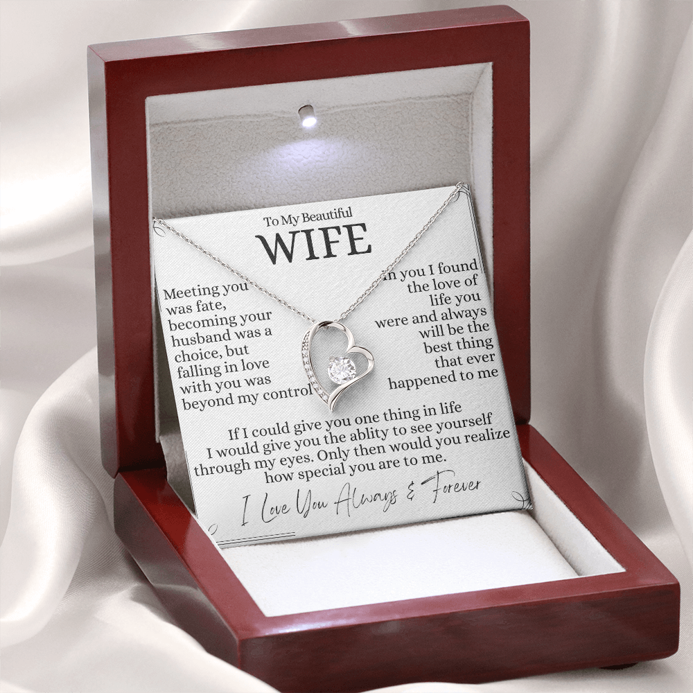 To My Beautiful Wife- Forever Love Pendant Necklace