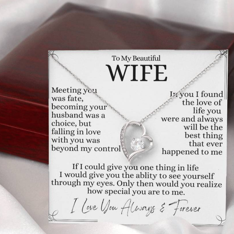 To My Beautiful Wife- Forever Love Pendant Necklace
