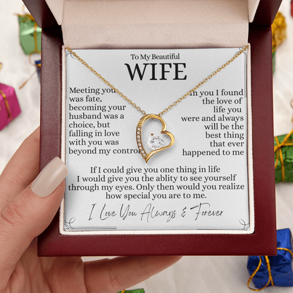 To My Beautiful Wife- Forever Love Pendant Necklace
