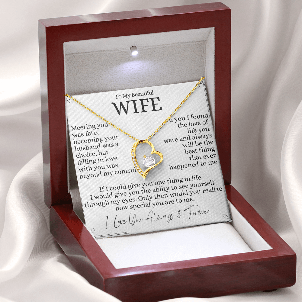 To My Beautiful Wife- Forever Love Pendant Necklace