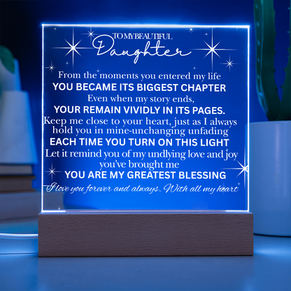 To My Beautiful Daughter -Acrylic  Keepsake Plaque