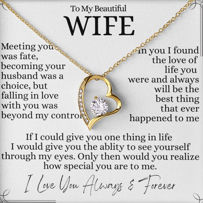 To My Beautiful Wife- Forever Love Pendant Necklace