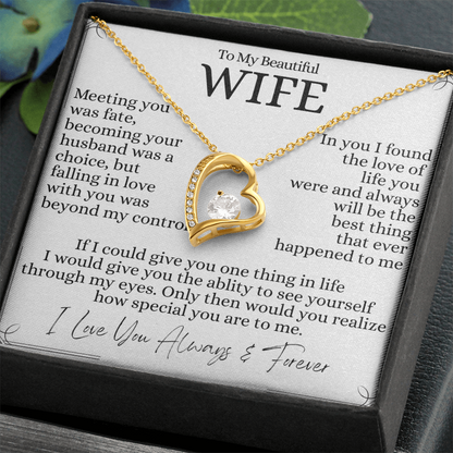 To My Beautiful Wife- Forever Love Pendant Necklace