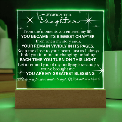 To My Beautiful Daughter -Acrylic  Keepsake Plaque