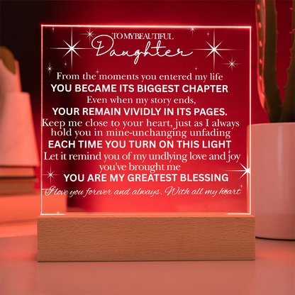 To My Beautiful Daughter -Acrylic  Keepsake Plaque