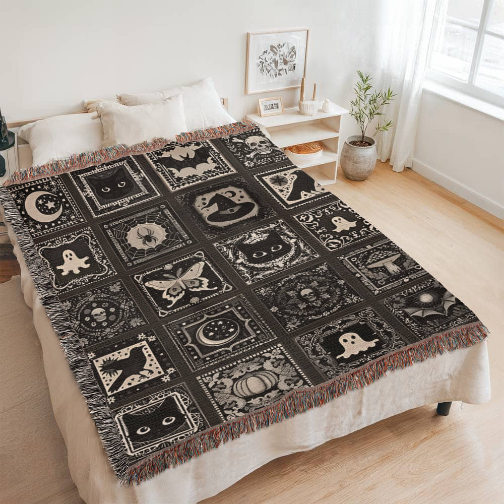 Halloween Tile  Heirloom Woven Blanket (Portrait)