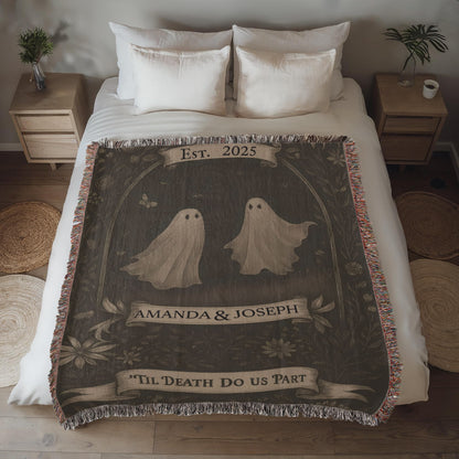 Til' Deaths Do Us Part Personalized Woven Blanket