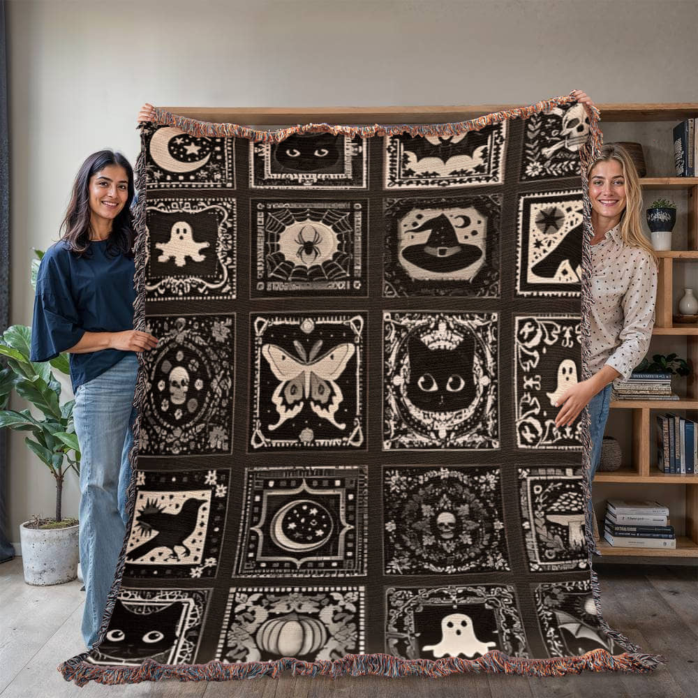 Halloween Tile  Heirloom Woven Blanket (Portrait)