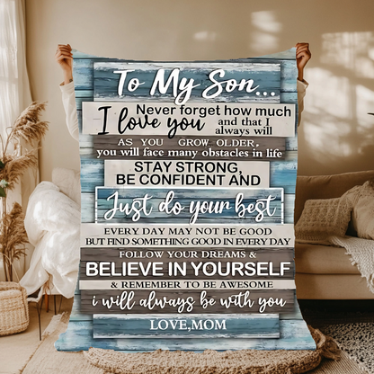 To My Son Plush Blanket – Ultra-Soft Personalized Fleece Throw