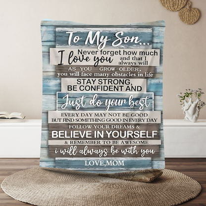 To My Son Plush Blanket – Ultra-Soft Personalized Fleece Throw